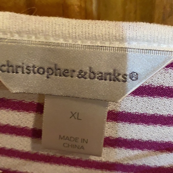 #223 Christopher and Banks Purple Striped Shirt Size XL - Picture 4 of 5
